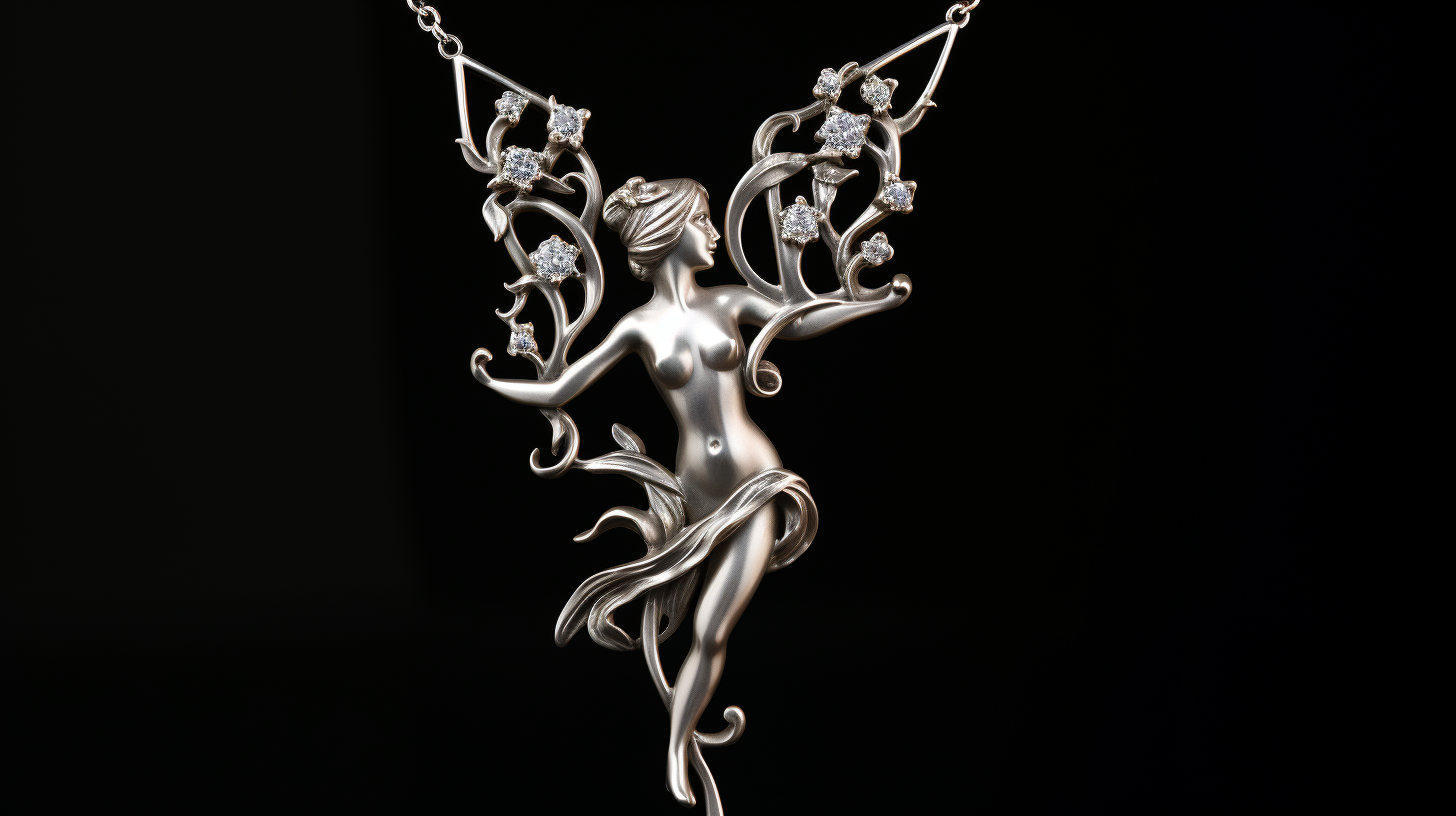 A graceful silver necklace with a fairy pendant.