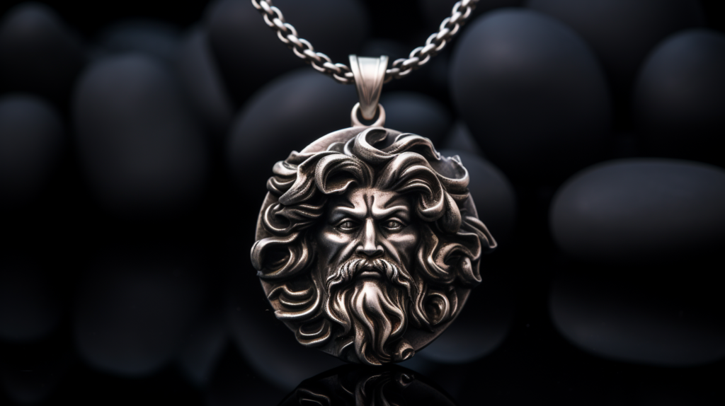 Find a Zeus pendant, featuring an image of the Greek god.