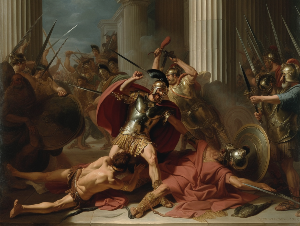 A painting depicting the courageous Hector in Homer's Iliad.