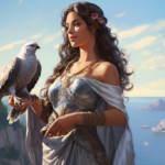 Aphrodites in a dress holding a beloved dove.